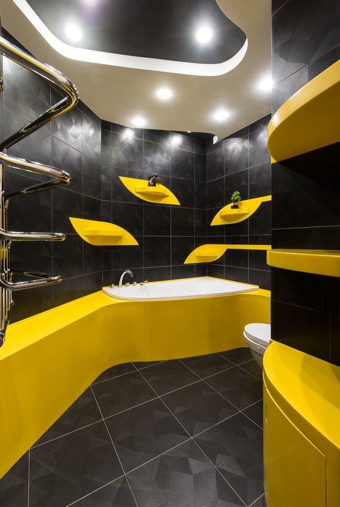 plasterboard ceiling in the bathroom interior
