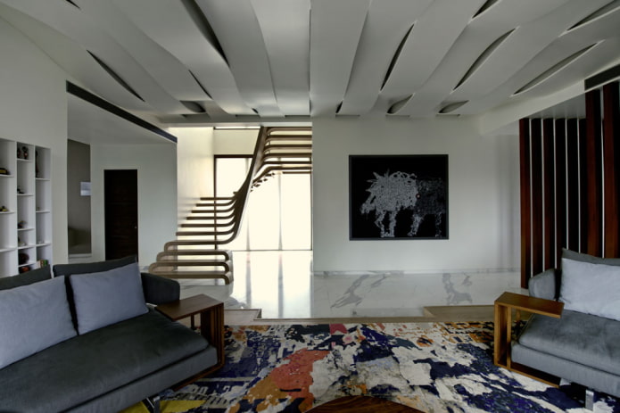 wavy structure made of plasterboard