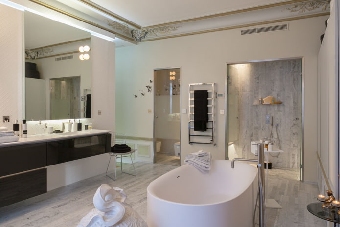 ceiling moldings in the bathroom