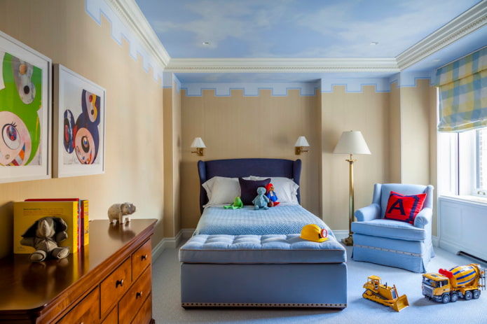 ceiling moldings in the interior of the children's room