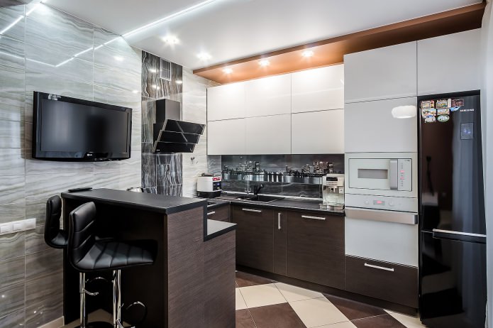 small kitchen with a bar counter