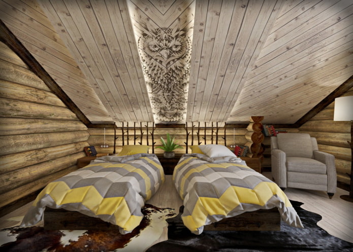ceiling paneling in the attic room