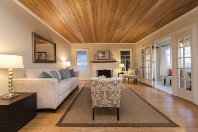 ceiling paneling in the living room