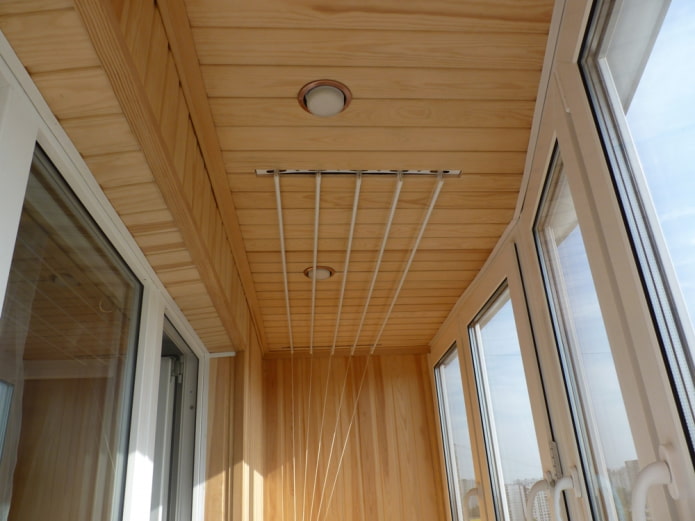 ceiling paneling on the balcony