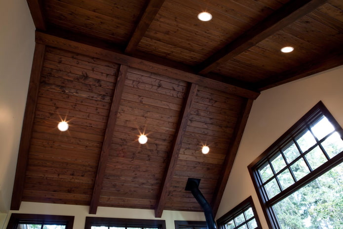 ceiling paneling with spotlights