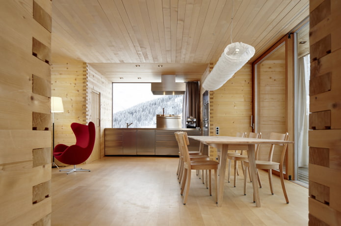 linden ceiling paneling in the interior