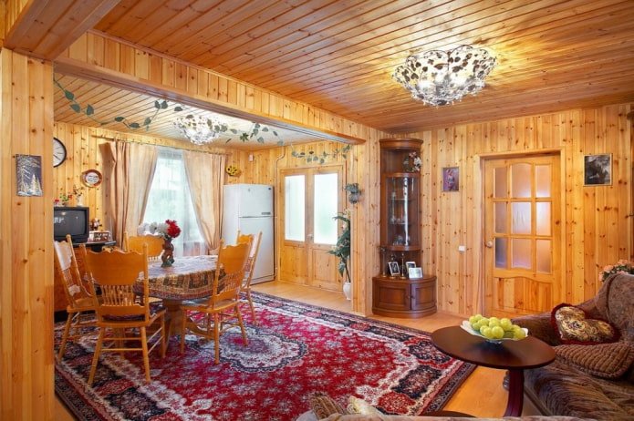 brown ceiling paneling in the interior