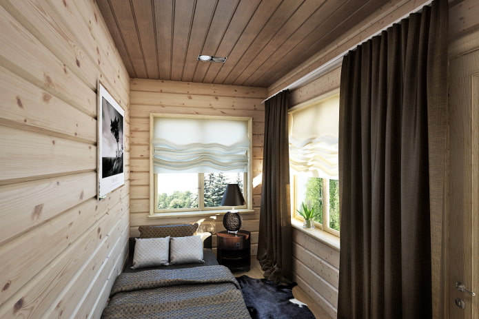 brown ceiling paneling in the interior