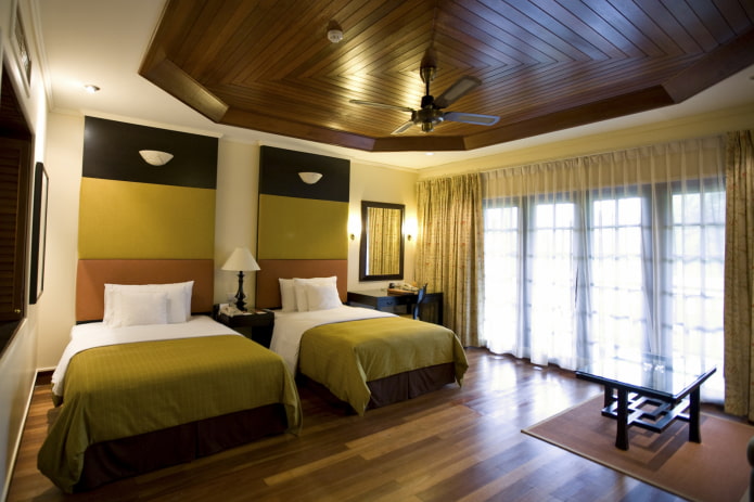 diamond-shaped ceiling paneling