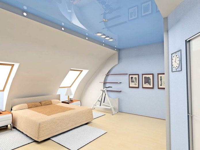 stretch ceiling in the attic