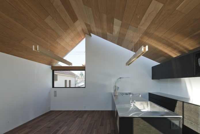 laminate on the ceiling in the attic