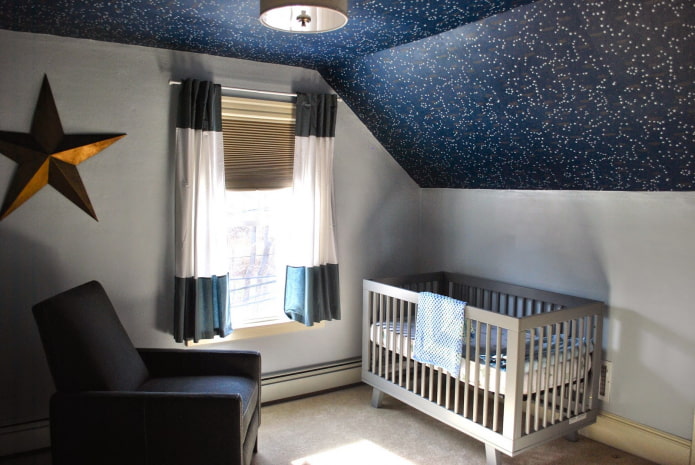 beige ceiling in the attic