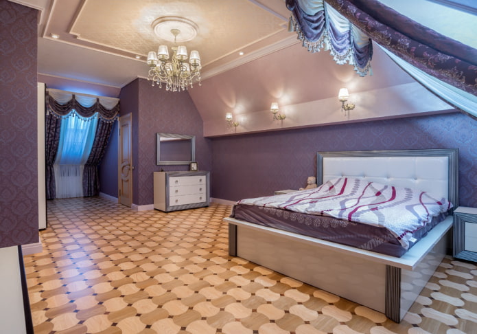 ceiling structure in the attic in the classic style