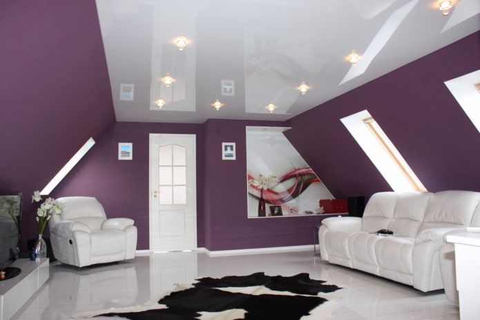 stretch ceiling in the attic