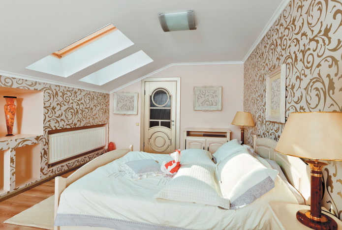 white ceiling in the attic