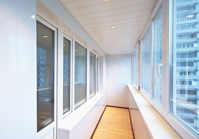 plastic ceiling panels on the loggia