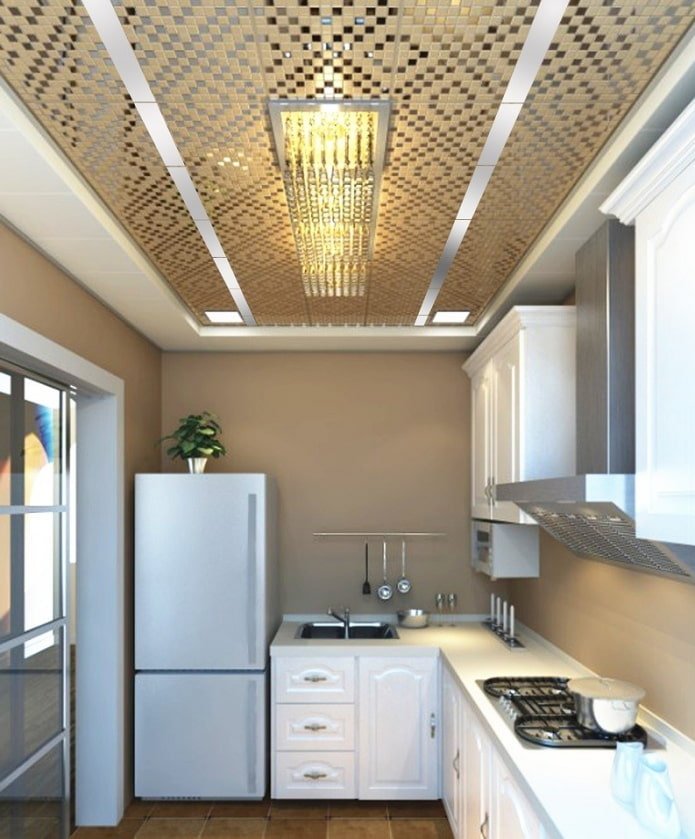 cassette ceiling in the kitchen interior
