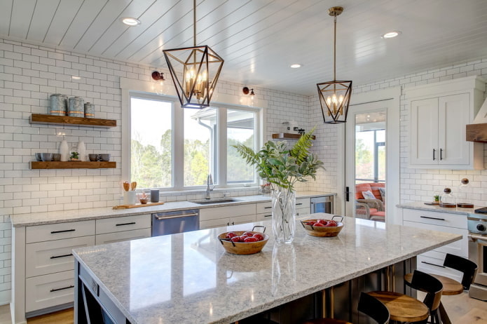 plastic ceiling panels in the kitchen