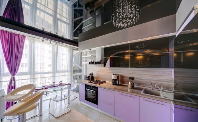 stretch ceiling in the kitchen interior