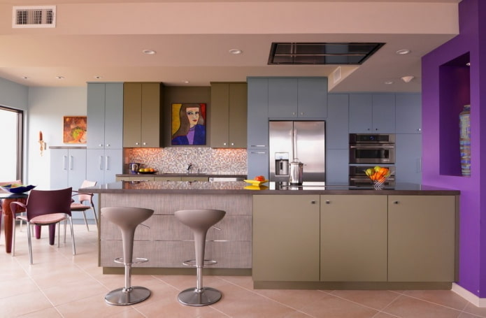 painted ceiling in the kitchen interior