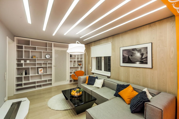 light lines on the ceiling in the interior