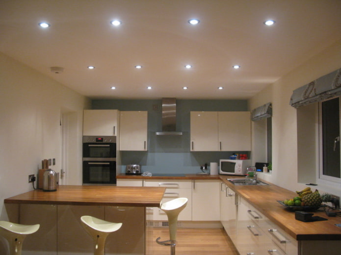 spot lighting on the ceiling in the interior