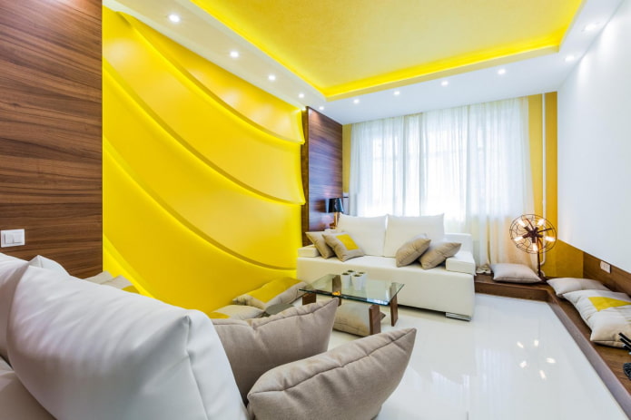 ceiling structure with yellow lighting