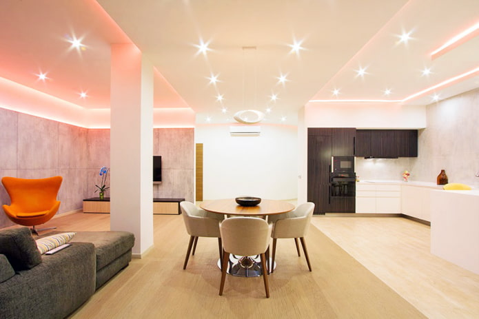 ceiling structure with LED lights