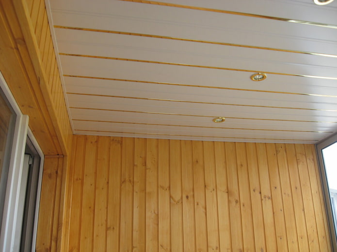 PVC panels with backlight on the balcony ceiling