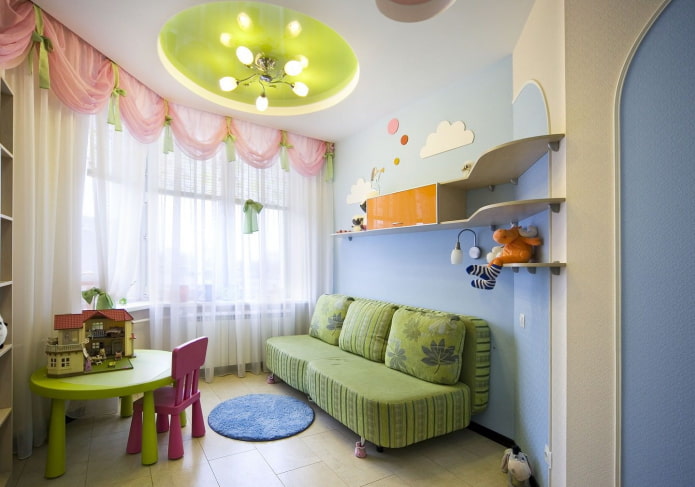 ceiling design in the form of circles in the nursery