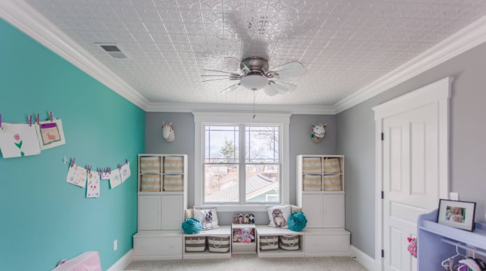 ceiling tiles in the interior of the children's room
