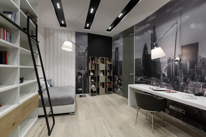 ceiling structure in a children's room in a modern style