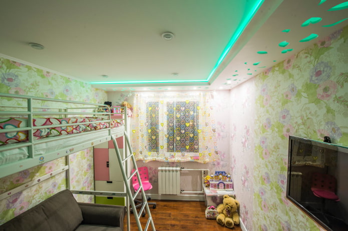 ceiling structure with lighting in the children's room