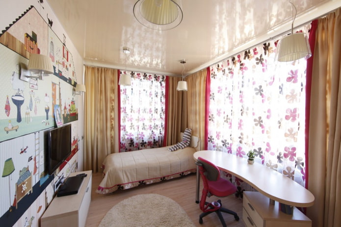 glossy stretch ceiling in the nursery
