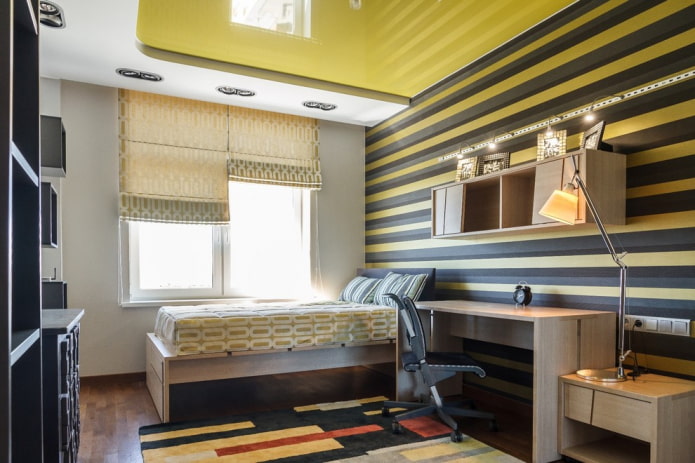 yellow ceiling structure in the nursery