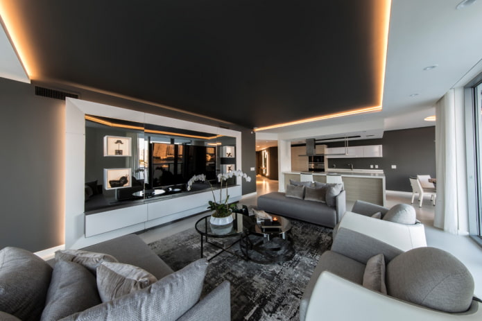ceiling structure with backlighting in the hall