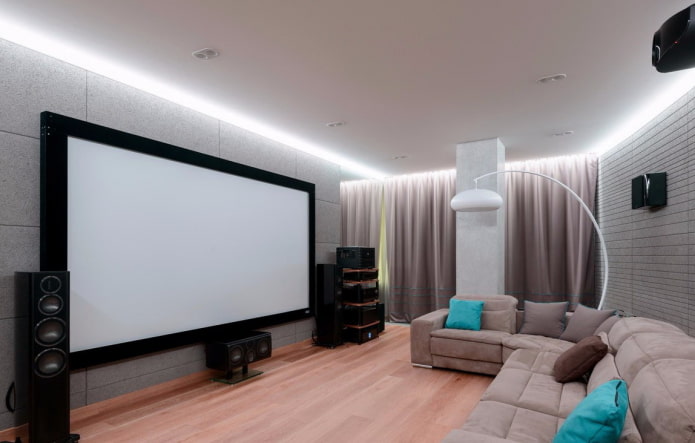 floating ceiling in the interior of the hall