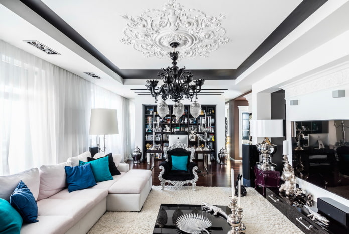 ceiling surface with stucco in the living room