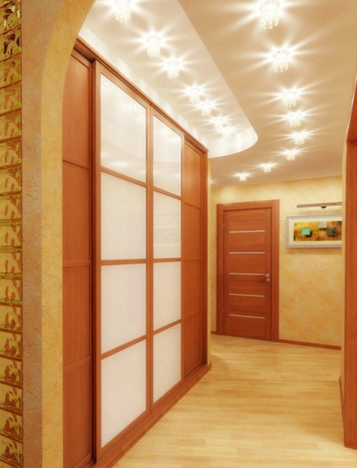 spotlights on the ceiling in the interior of the hallway