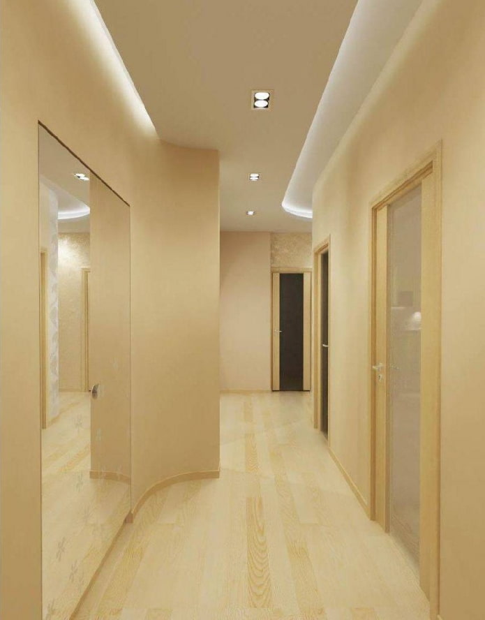 two-level ceiling structure in the hallway