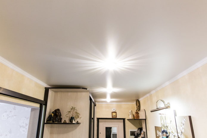 satin stretch ceiling in the hallway