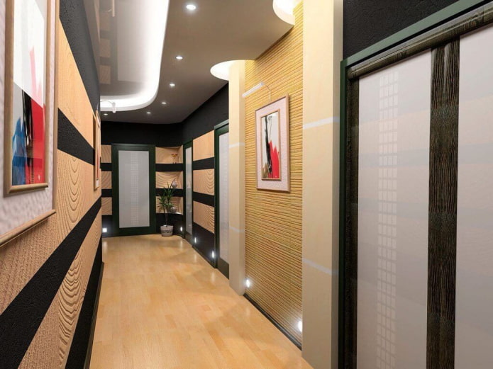 figured ceiling structure in the hallway
