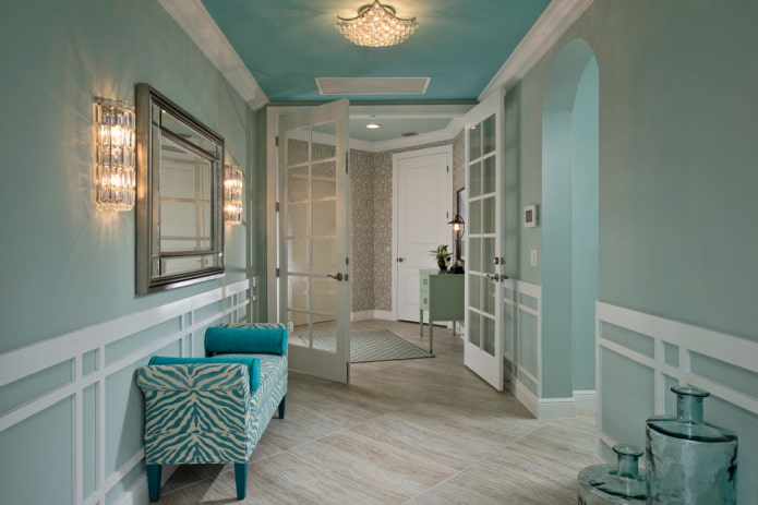 painted ceiling in the hallway interior