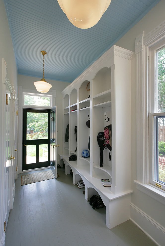 plastic ceiling panels in the hallway