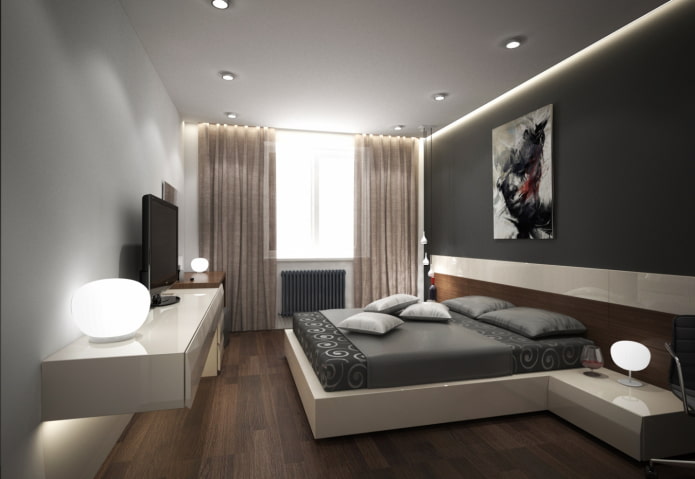 built-in lamps in the bedroom
