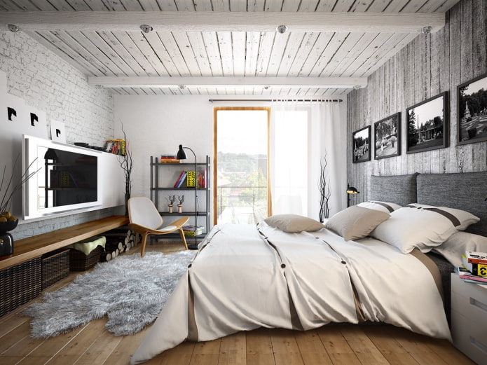Wooden ceiling made of boards