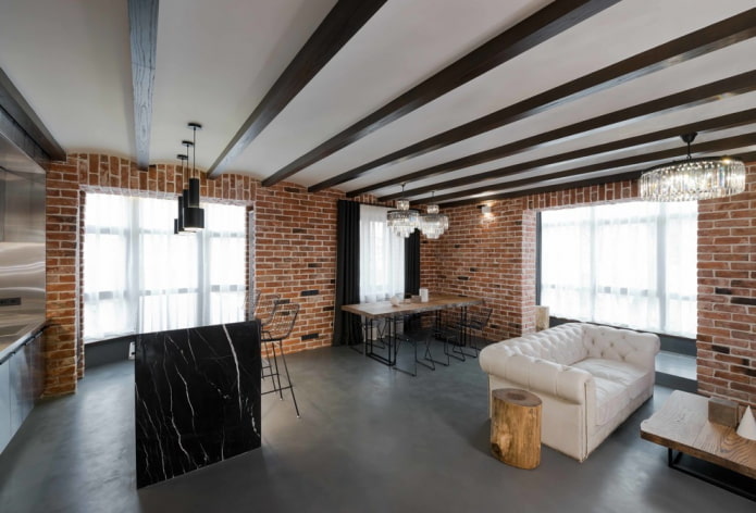 white ceiling with beams