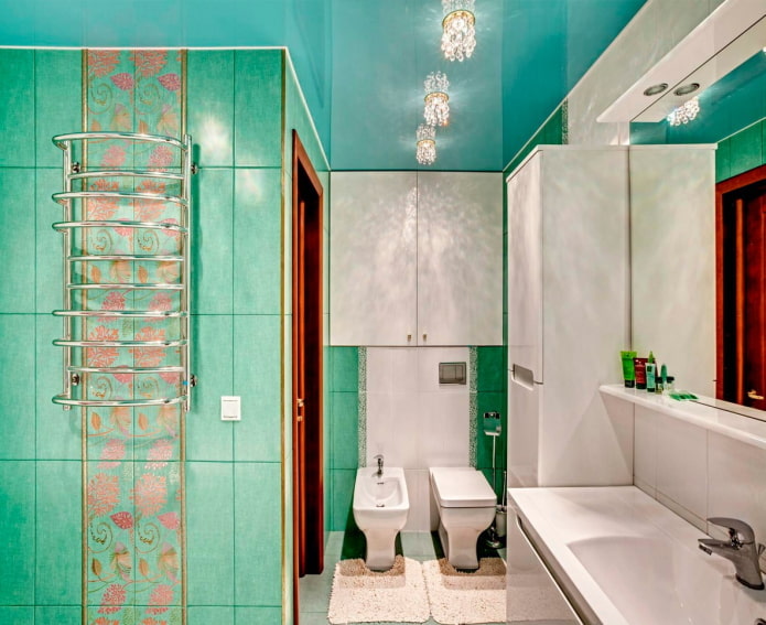 stretched fabric in the bathroom