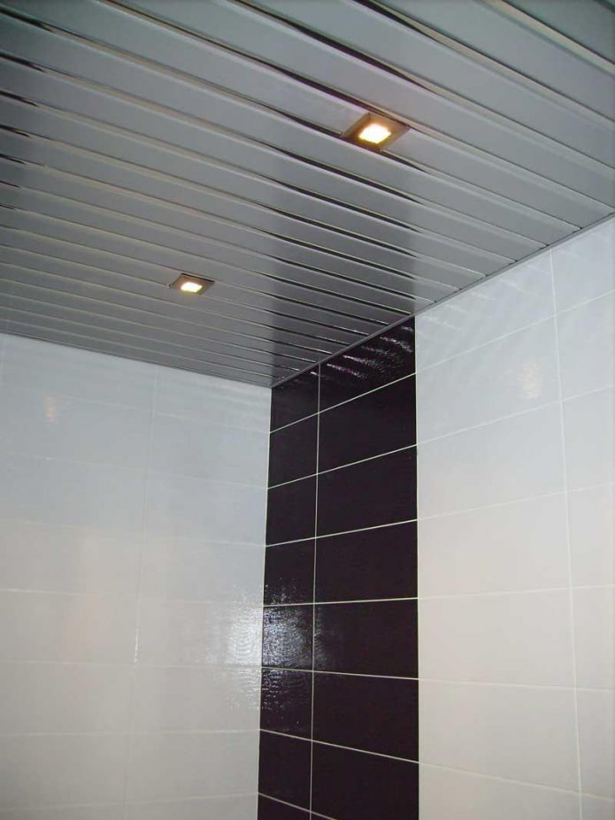 slatted suspended structure in the bathroom