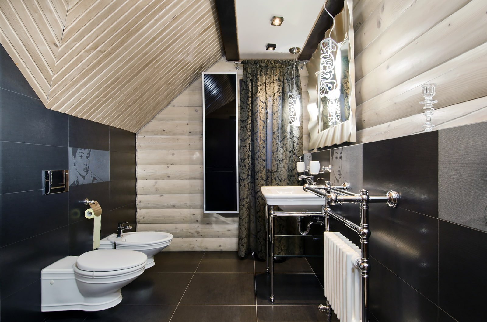 ceiling in the bathroom in the attic